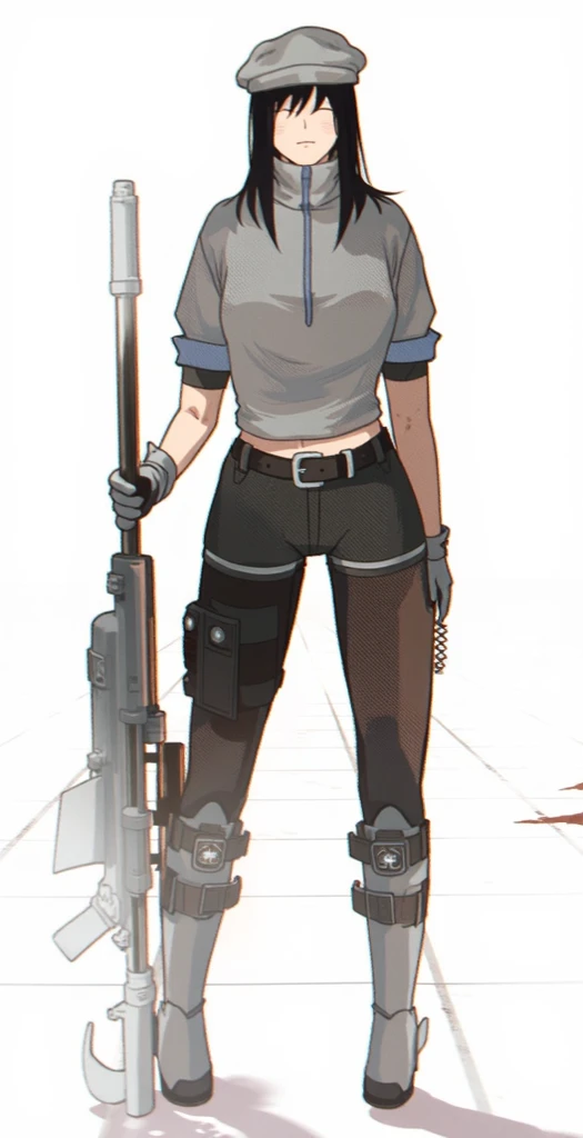 ((highest quality)), ((masterpiece)), (be familiar with),Clementine,Overload,nsfw,Sleeveless hoodie,Grey Shirt,cargo pants,Bewitching Smile,whole body,boots,Long coat,Erect nipples, cyber punk,SF
