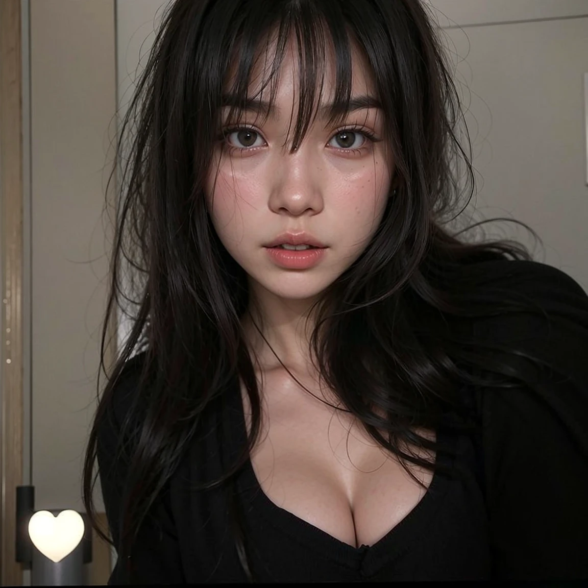 Arafed Asian woman with long black hair and a black top, Asian girl, 18 anos, young cute wan asian face, 2 2 anos, menina coreana, Beautiful Asian girl, Asian face, 1 6 anos, Ela tem cabelo preto como uma tira, young asian girl, Shikami, 21 anos, asian female, como uma tira