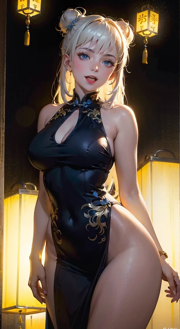 ((highest quality, 8k, masterpiece :1.3)), One Girl, Beautiful woman with emphasis on abs :1.3, (Short Hair, Huge breasts), Casual clothing :1.2, Highly detailed face, fine grain, Sexy woman with double eyelids, Beautiful smile, Lip gloss, Dramatic makeup, Close-up photo, (big glitter necklace), (big shiny bracelet), Daytime scenery, big shopping mall background, Improve, (((Stylish platinum blonde hair with coral highlights))), ((Business style coral leather dress)), Sweet and sexy, Captivating look