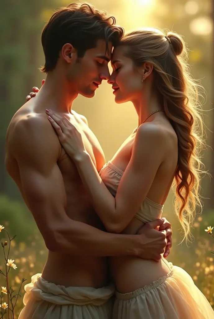 Nude gril and boy