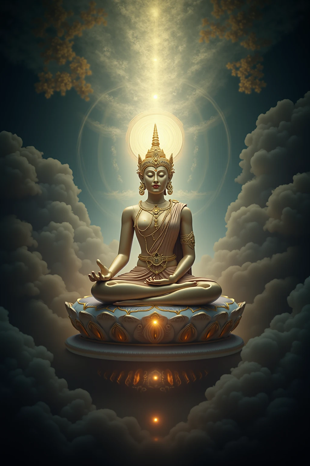 god々New　palace　indian style　just a statue　Shining　gold　Rainbow-colored