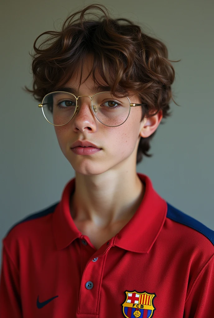 A naked fourteen year old boy, muy hermoso, piel blanca, rasgos finos, light brown eyes, light brown hair, small slanted eyes, mirada seria, mirada triste, desvestido, en la sala de estar, gafas discretas, desnudo, cuerpo completo, cuerpo entero.