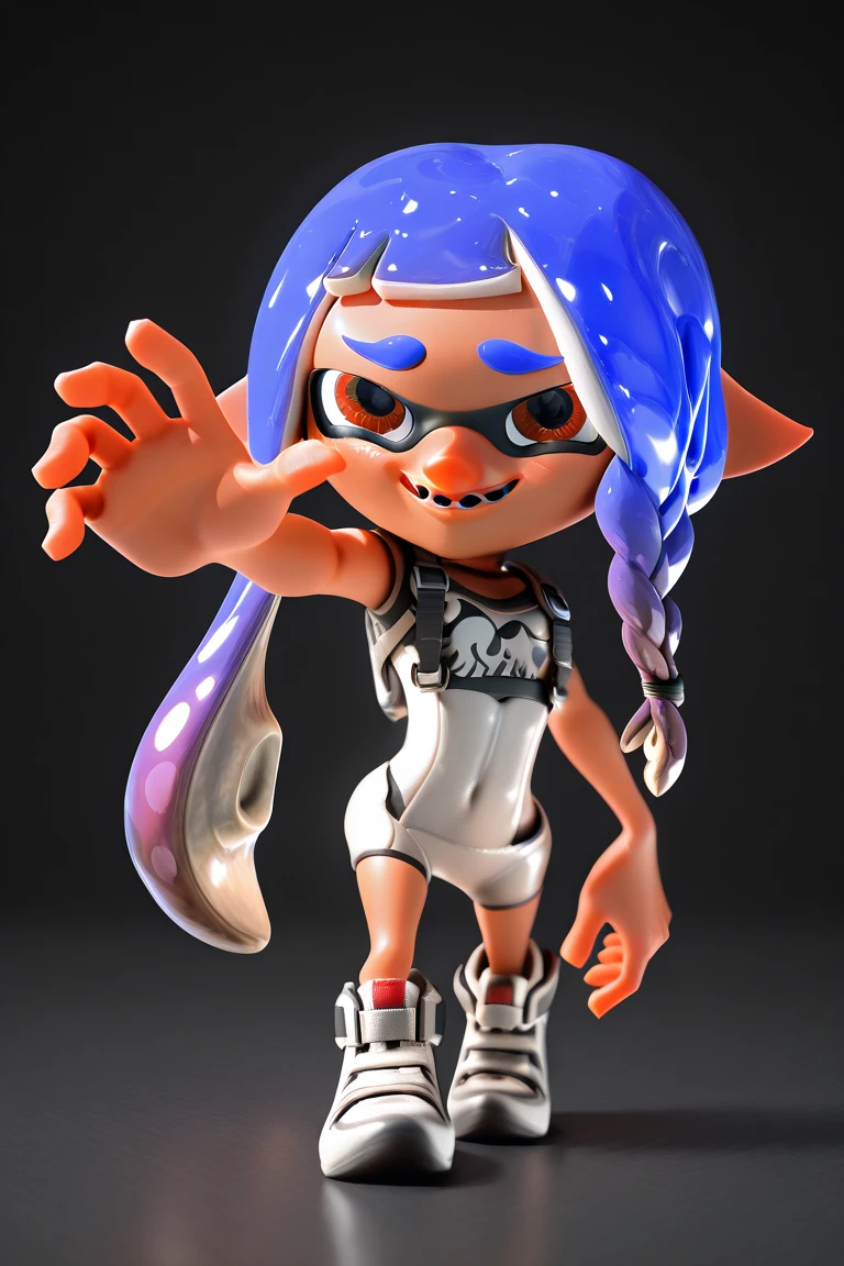 NSFW, masterpiece、highest quality、High resolution、4k、1 beautiful girl、girl、splatoon inkling, tentacle hair、ink bomb、(((whole body)))、silver tentacle hair、ponytail tentacle hair、Large pink ribbon、sharp outline、golden eyes、Big eyes、cute eyes、open mouth smile、cheek、Lipstick、slender body、super big breasts、cleavage、pointed earicro mini skirt、Large accessories、outdoor、sexy dynamic pose、figure、Mecha、sc0lpt