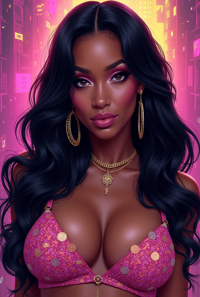 vectorial art, With a lot of Jamaican reggae, Authentic Jamaican Reggae Music Atmosphere,colorful illustrations, At the center, swirly vibrant colors, paint splashes and smears, high détail, incite: epic, objective: Neon lilac, drop-morto (huge ass) marvelous (perfect lady) with many translucent inflatable parts & puff sleeve skirt, dark melanin, tiny abs, Very beauthful (CherokeeDass × Vixen × Selenis Leyva × Blac Chyna), highlighting your A (heavy bottom, upper) body part, cover: work of art, exaggerated curves, focusing:2, com a moda Womancore em alta na DynastySeries FashionNova, boasting large (ultra widespread) hips, set on the site of a balloon (custom) Contest