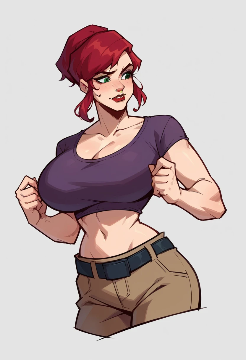 big muscle woman at your service hard abs futa big pecs shirt  yoga pants 