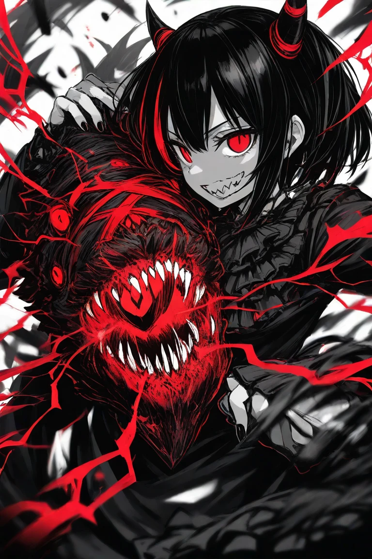 Masterpiece, best work, high quality, (art nouveau), black hair, realism, red eye, ruby eyes, (columns), saint, frame, monster rape, (monster girl:1.3), armor, (Greco roman style), character focus, dramatic angle, dramatic shading, emotionless, soulless eyes, detailed eyes, wrinkled clothes, warm colors, brush strokes, watercolor