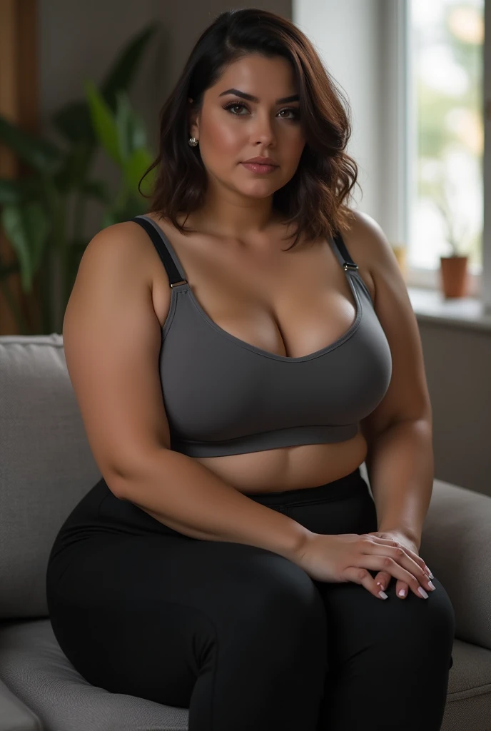 Madeline Lewis, 1girl, solo, (((consistent face and image))), ((brunette hair)), ((cranky hair)), ((40 years old chubby)), realistic, photorealistic, ((short hair)), (((Caucasian mature woman))), (Swiss woman), (Swiss nose), (Swiss thick lips), ((chubby)), posing inside the chair, smirking, wearing In style in trend Generation-Z modern mesh wear different colored, showing small uncanny teeth