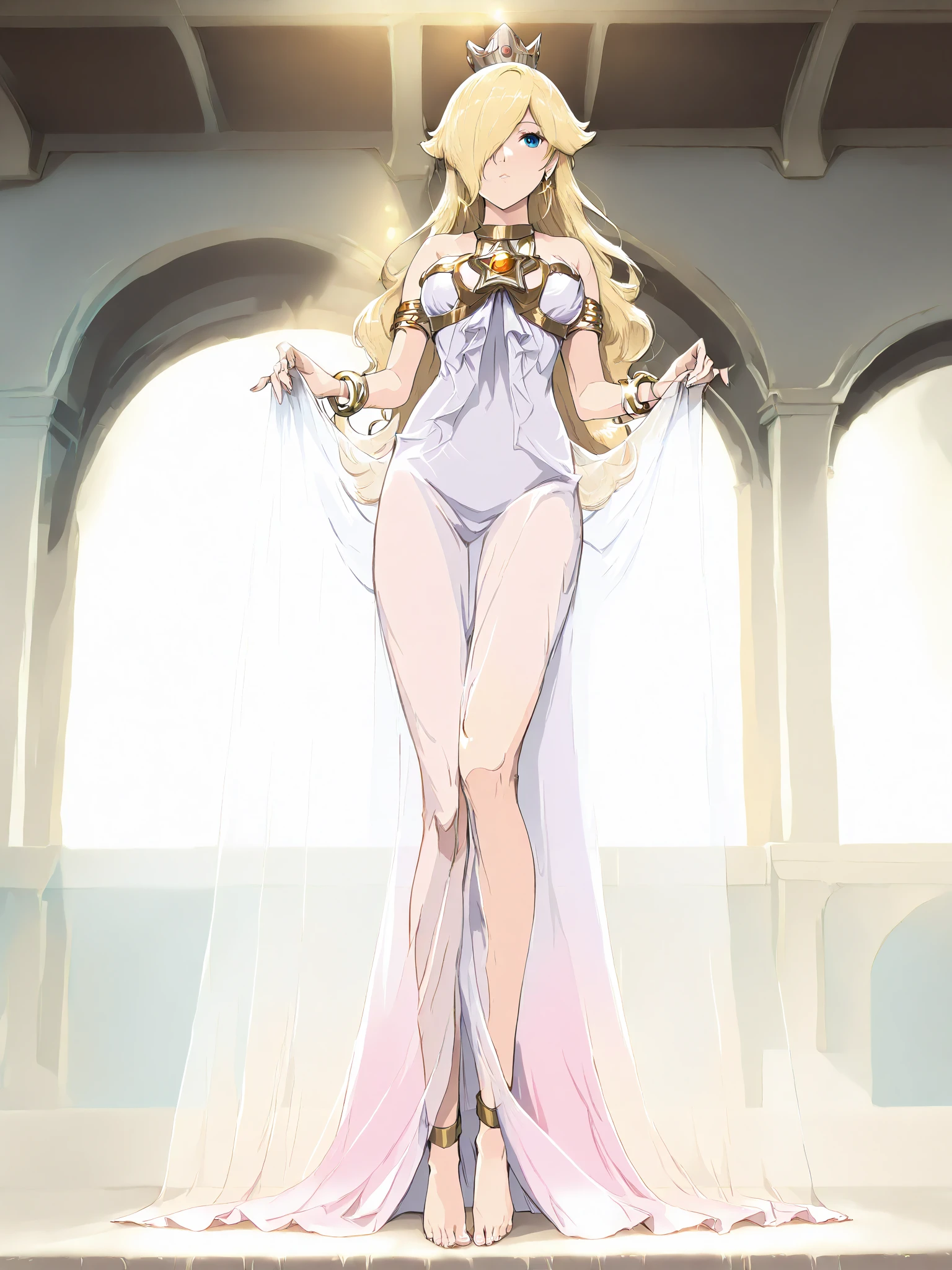 So Sexy and hot Princess Zelda in long white dress