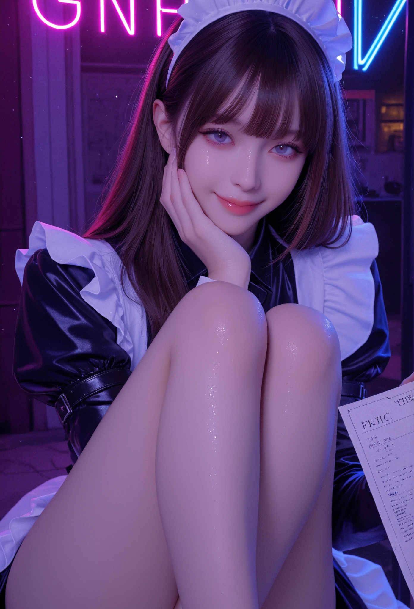 There is a woman kneeling in the room reading a book., a hyperRealistic , hyperRealistic , Realistic , photoRealistic anime, Enchanting girl, Smooth CG art, hyper Realistic, [ 4K Photorealism ]!!, photoRealistic  girl render, [ 4K Photorealism ]!!!, Attractive girl