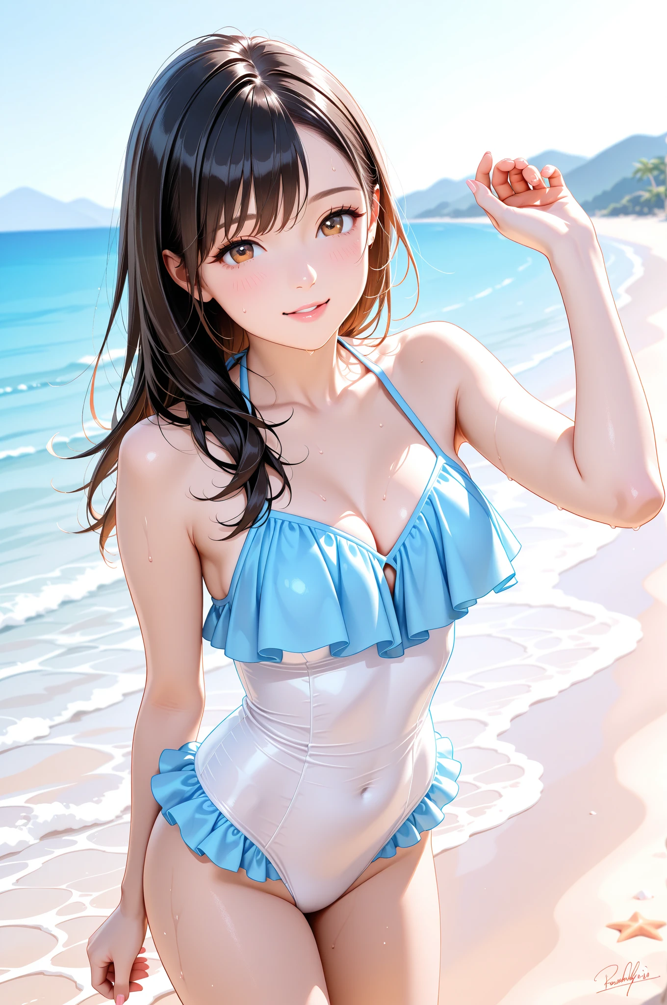 Swimwear Ocean Beauty smile turn around Upper body close-up