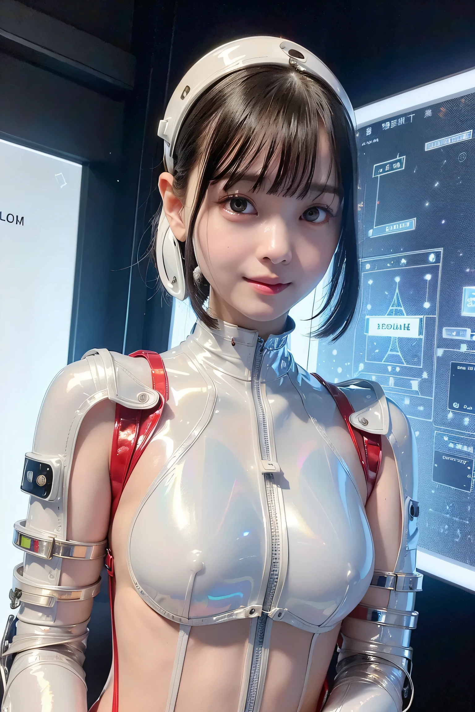 (Hphotorealistic:1.4)、Onegirl、(beste-Qualit),(hyperdetailed face)、(Super well-formed face)、((Robot Parts))、(Cyborg girl)、(pink there)、(Silver)、(metalic)、(fullllbody)、(Moe Pose)、(Slender body)、(tits out)、(Model body type)、(mecha exposure)、(akihabara)、(is looking at the camera)、(A dark-haired)、(9Head and body)、(a small face)、(Idol)、(front facing)、(is standing)、(Photo session)、(Looks sad)