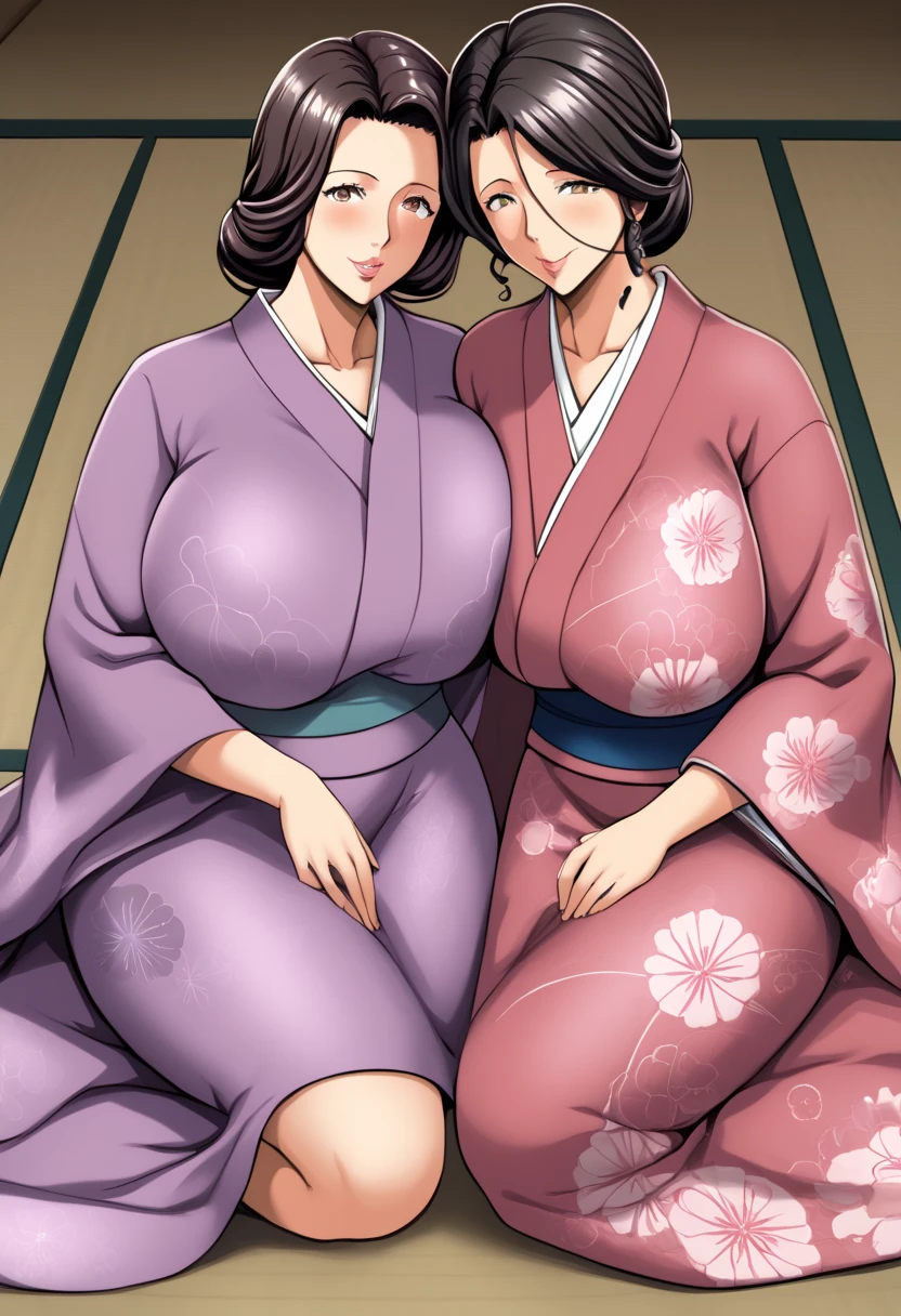 score_9, score_8_up, score_7_up, score_6_up, score_5_up, score_4_up, (source_anime), 2girls, breast sucking, Full body, kimetsu no yaiba, {{mitsuri kanroji }} , {{shinobu kochou}} , massive breasts