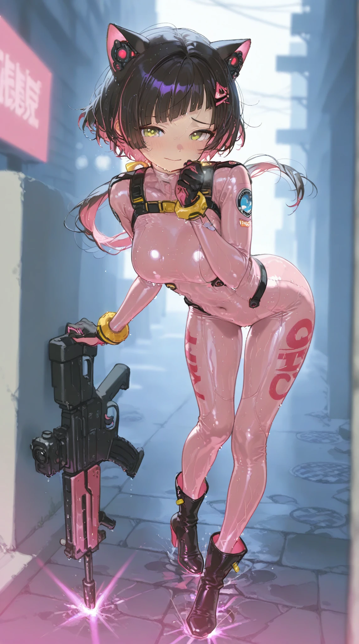 (masterpiece), (best quality), (high res) Solo, (perfect anatomy), (young girl (10 years old), fair skin, pink hair (shoulder length), green eyes, (bunny ears) (skin tight swimsuit), (blue high heels boots), (shirt), (super tight mini skirt), mind broken, corrupted, blushed, flat chest in a futuristic car setting with a green light, cyberpunk, cyber suit, best anime 4k, cybersuits, being fucked inside a car full of people, Dog Collar, being groomed, being groped, cum on face, cum on body, cum everywhere, (cum on leaking from mouth), (cum on mouth), drowning in cum, (gangbang), (sex), tongue out, used, (fuck), multiple man