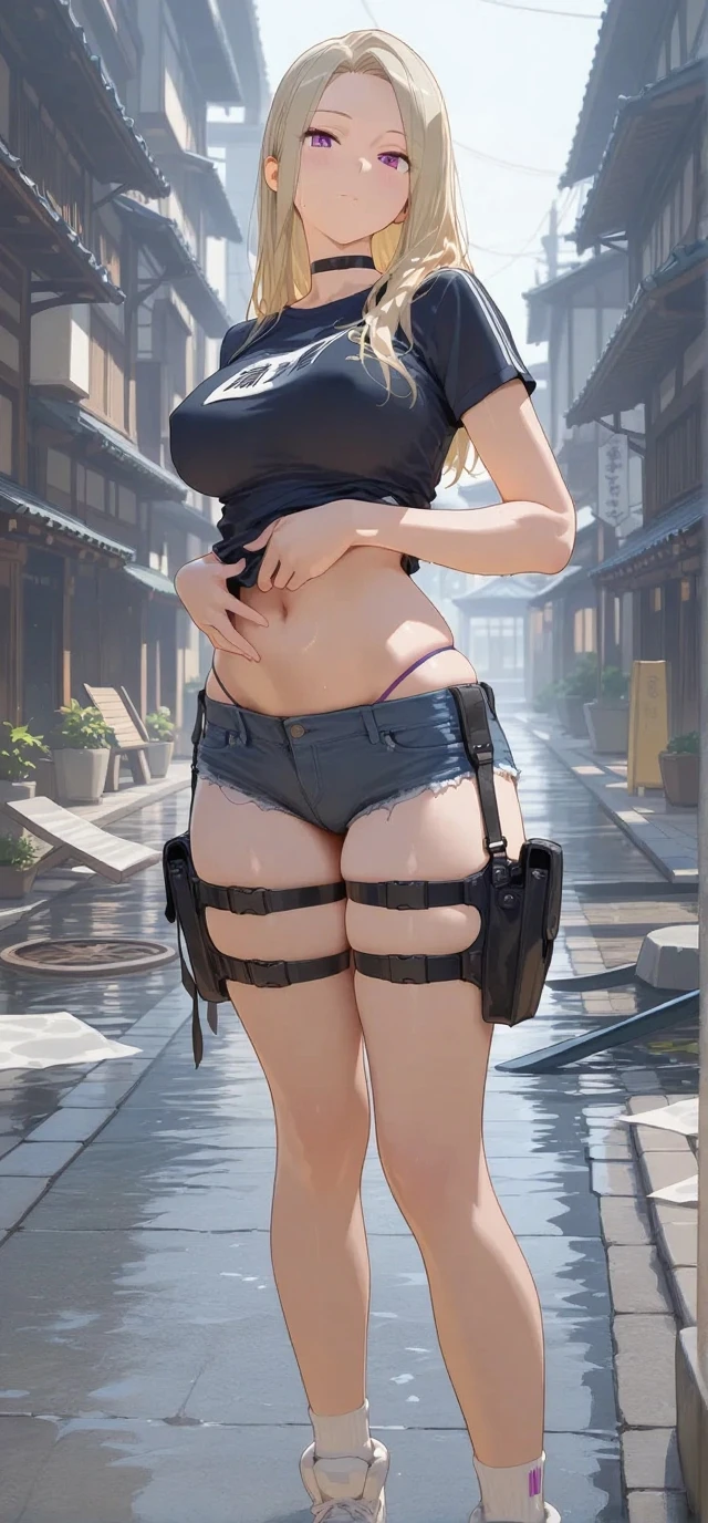 high-key and low-variance brightness scale,soft light,realistic light and shadow, light and dark interlaced,(from below:1.3),underboob focus,(aiming at viewer:1.4),looking at viewer,dramatic angle,(solo:1.6)
(masterpiece),(best quality),(highres),(by famous artist),(((official art))),(by Paul Hedley),(illustration),
1girl,(frieren:1.6),(elf:1.4),fashionable female
(small breasts:1.3),(underboob:1.5),(whole body),(round face),(pointy ears),(slim legs),(skinny body),(detailed beautiful face),lustrous skin,shiny skin,(articulated fingers),navel,midriff,thick lips
(white tank top:1.4),(thong:1.4),(frayed denim shorts),(white socks),(sport shoes),(off shoulders),(belly chain),belt,hair ornament,heart-shaped earrings,silver bracelet,black choker
indoor,(clothing store:1.4),(multiple clothes),small items on display,various accessories,jewelry,earrings,makeup,collarbone necklace,headpiece,
((seductive smile)),blush,((standing)),(holding pistol:1.4),
(sunglasses:1.2),(green eyes)
(white hair),long hair,twintails,parted bangs,(reflective hair),