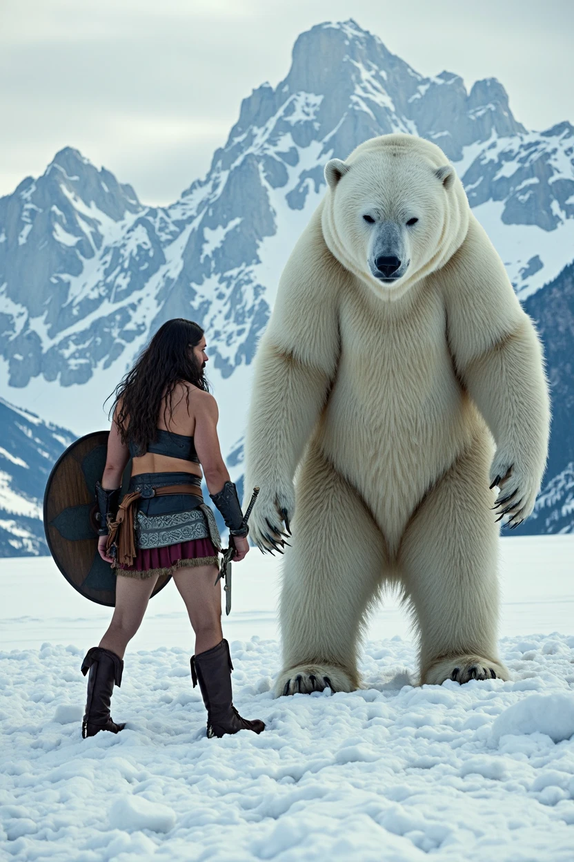 Girl attacking bear cososos, Bear attacks woman with a kick in the face , Female astronaut gets attacked in the face by polar bear , A frontal image of the moment of a polar bear attack on Expectador . The polar bear attacks the spectator with his binges, the bear is furious . Animal rage rage