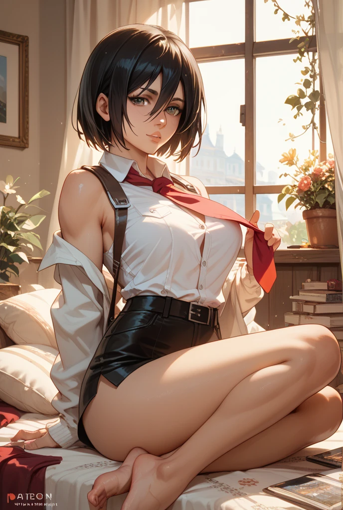 ​masterpiece, top-quality, Detailed details, Detailed landscapes, beatiful lights, Beautiful Shadows,girl with,((Tied up)),(((noose))),((lying back)),(((Tie to bedpost))),((Bookbinding Trend)),(laying on back),((open one's legs,Open left and right with a rope)),((M-shaped legs)),((Bare legged)),18year old,perplexed look,Crying face,Short hair,Black eyes,a miniskirt,Slit skirt,(((waitresses))),((No Underwear)), detailed skin textures, Tyndall effect,mansion,mansion,Bedroom,(Antique bed),Candlelight