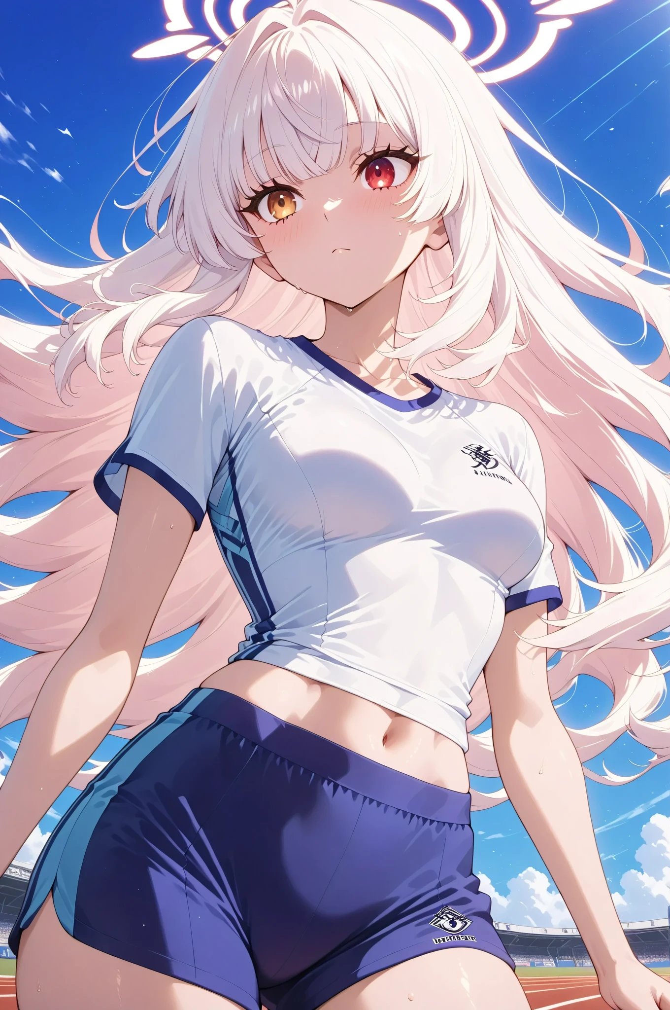 (best quality, masterpiece), 1 girl, centaur, It takes, White skin, Korean , exposing the abdomen,sports bra, 아름다운 소녀 perfect white tiger photo, perfect white tiger photo