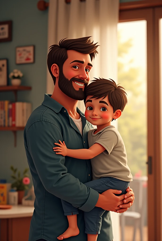 Son making his father piggyback