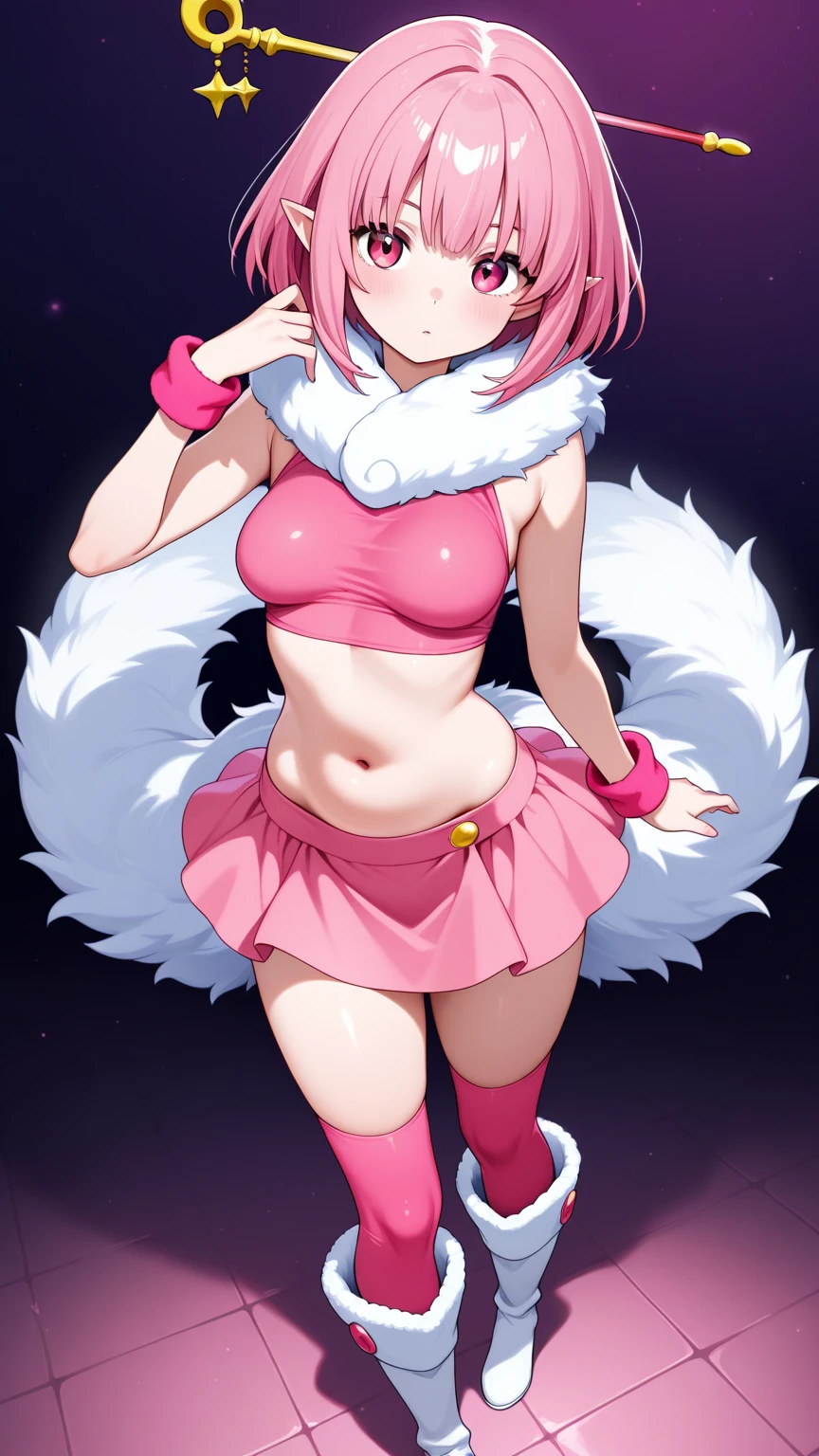 solo,downy furry,Little girl,loli,PINK hair,short hair ,PINK CATt eye, pink downy furry skin,PINK CAT ears, pink furry hand,PINK CAT tail,a strip of furry cat tail,furry CAT legs,furry CAT foot,furry face, furry torso,furry navel,furry lips,furry cat mouth,good anatomy,good artist,good quality,good detail,full body,Nightclub,prostitution,Bewitching posture,sexy underwear