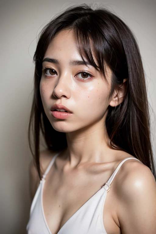 Dressed, (photo Realistic:1.4), (hyper Realistic:1.4), (Realistic:1.3),
(Smoother lighting:1.05), (Improving the lighting quality of movies:0.9), 32k,
One girl,20 year old girl, Realistic lighting, Backlight, Light on the face, Ray-tracing, (Bright light:1.2), (Improvement of quality:1.4),
(Highest quality real texture skins:1.4), Detailed drawn eyes, Detailed painted face, Quality Eyes,
(Tired, sleepy and satisfied:0.0), Face close-up, T-Shirts,
(Enhance the mood of your body line:1.1), (Enhances the beauty of skin texture:1.1)
