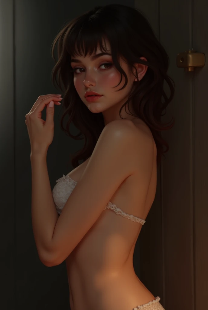 There is a timid girl in the closet