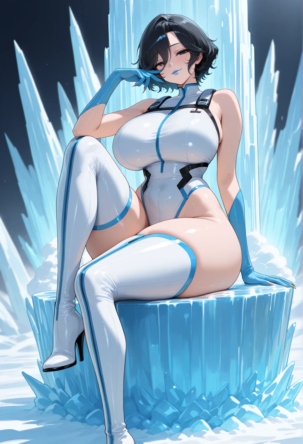 (masterpiece, best quality:1.4) wide open legs, close in view, visible tights, best anatomy, anime girl in black latex posing on the street, seductive anime girl, oppai, breast, wearing latex, black shiny latex, visible armpits, pony tail behind, leg spread wide open, tights muscles, visible tights, good looking ???????, face expression in distress, face expression in pain, screaming, squat, smooth latex, body liquid dripping, dripping, liquid dripping, liquid pouring down, visible nipples, wet skin, wet body, body with liquid, struggling, wriggling, uncomfortable, discomfort, sweating, sweat, hot, liquid dripping form skin and body, orgasm, tremendous coloress liquid pouring from crotch, body feeling good, saliva, eye looking up, leg spreading wide uncontrollably, hand covering crotch from behind, breathing heavily, squirting from crotch, white body liquid squirting, white body liquid squirting from crotch