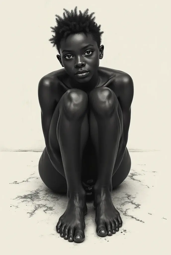 Best texture, high quality, ultra HD, 8K, black girl nude body grey background