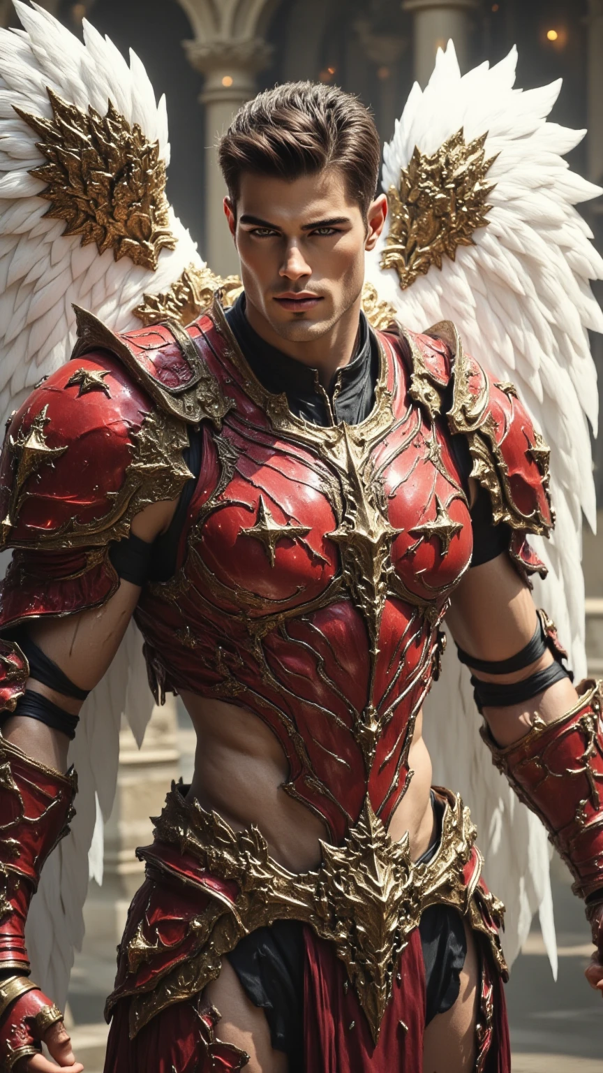 Demon Prince Has a thin scar running across his left cheek., as a reminder of a past battle. Eye color: deep and penetrating, of a crimson red color that seems to glow in the dark. Hair color: jet black, long and loose, with silver highlights that reflect light. face type: Angular and marked, with high cheekbones and a strong jaw. Lip type: Slim and well defined. cupid's bow: Does not have. He is handsome: Its beauty is supernatural and magnetic, but not conventionally human. nose: Straight and well formed. SMILE: Enigmatic and calculating, more than kind. Physical build: He has an athletic and well-proportioned build., not particularly robust but agile and elegant.