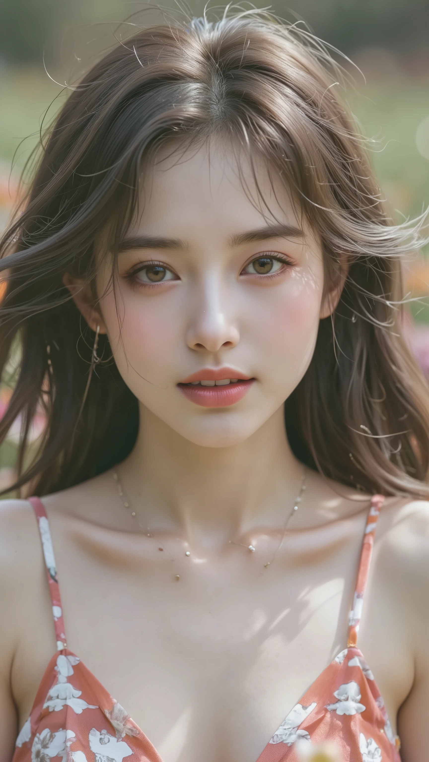 ((Medium shot)), Brightly, loudly and brightly ((laughing next to me)), (( Smile )), well-groomed hair, A voluptuous woman with a slight view of her sophisticated beauty, Relaxing on a lawn with autumn leaves blooming in early autumn