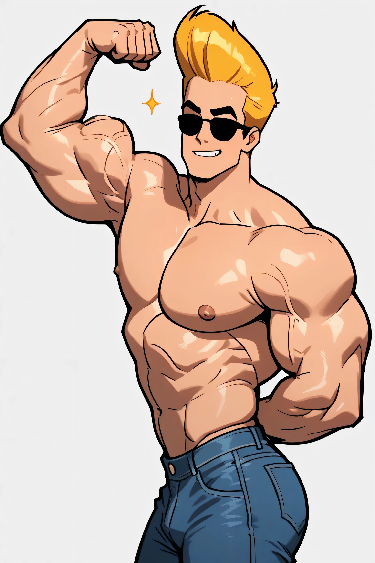 1male people, musculature, (((((nakeness))))), (((Solo))), The, Full body like, Handsome, Tall, chest muscle, Abs, Biceps, Collar, Thigh muscles, ((((Legs are bare from thighs to toes))))), Black background, (((Bust))), short detailed hair, (Glossy glossy skin:1.5), leather panties, mouth opening, Scream, scowling, weeping, Shen Yu, coiffed blonde hair, choker necklace, choker necklace, Hands up, three sided view, tachi-e, Best quality, Anatomically correct, Anatomically correct
