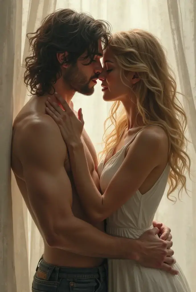 couple oil blonde and black hair