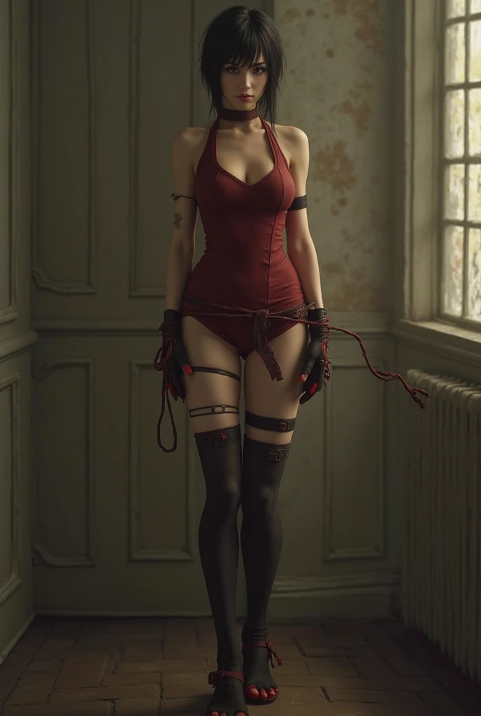 on knees , shy red, flirting,thicc , on leash, rope, underwear, roped