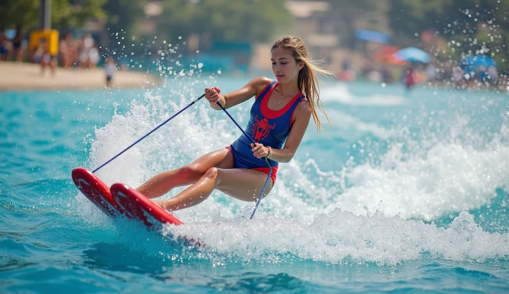 (ZoomedOut:1.28, Wide-shot) ZoomLayer (Epic photo of surfer magazine:1.37). (Full of Water, Everything Wetted:1.4) WetHair (extremely detailed Cute Girl in RED)(SparklingHighlights:1.28), Dynamic Joyful Expressions LifeLike Rendering (ManoErina:1.0) . Overflowing Gigantic Sideboob (Clearly Visible Beautiful Breast to Buttocks Line) Tiny and Roundly Butt, Detailed wet clothing texture, (Sloppy Surfboard:-1.2) Riding on waves, Sparkling water, TyndallEffect(Starry Water Particles:1.32), Whole Body proportions and all limbs are anatomically accurate