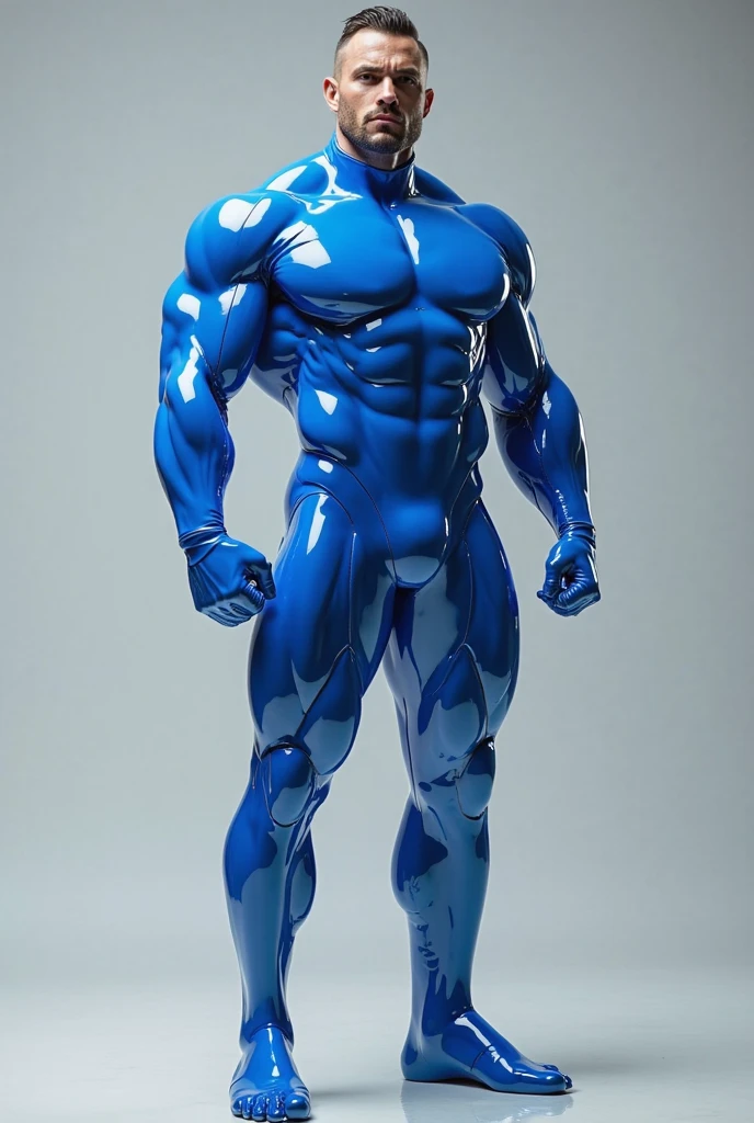 NSFW, (glowing blue eyes, nude, muscular, bald man with gray-blue skin with huge penis) full body, Stoney