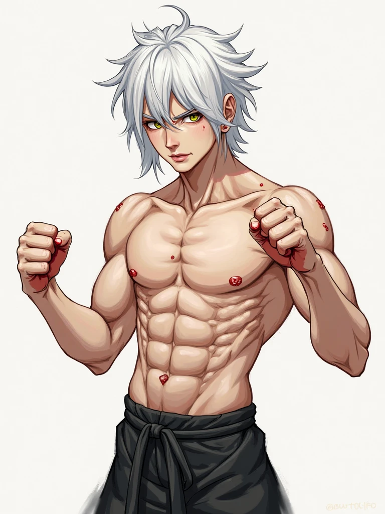 1 male, Japanese male model, high resolution 4k, adult, handsome, perfect face detail, detailed eyes and face, muscular, white eyebrow hair, white eyelashes, Naked torso, Detailed face, perfect face, dynamic lighting, Real skin texture, detail Perfect hand, details, Real and complete hand details, unreal engine, hd picture, satoru gojo, Jujutsu kaisen, white hair, short hair ,hair between eyes ,blue eyes, white skin, Shirt