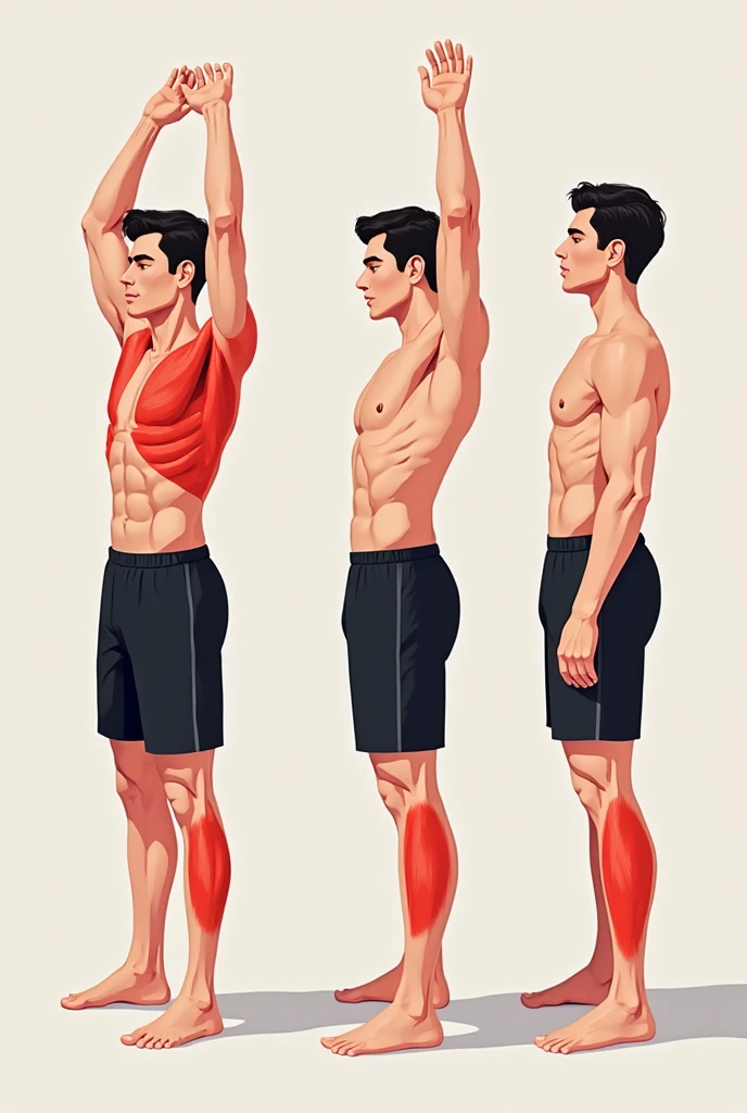 create several images of the same young man with an athletic body wearing tight clothing highlighting the volume of his large penis