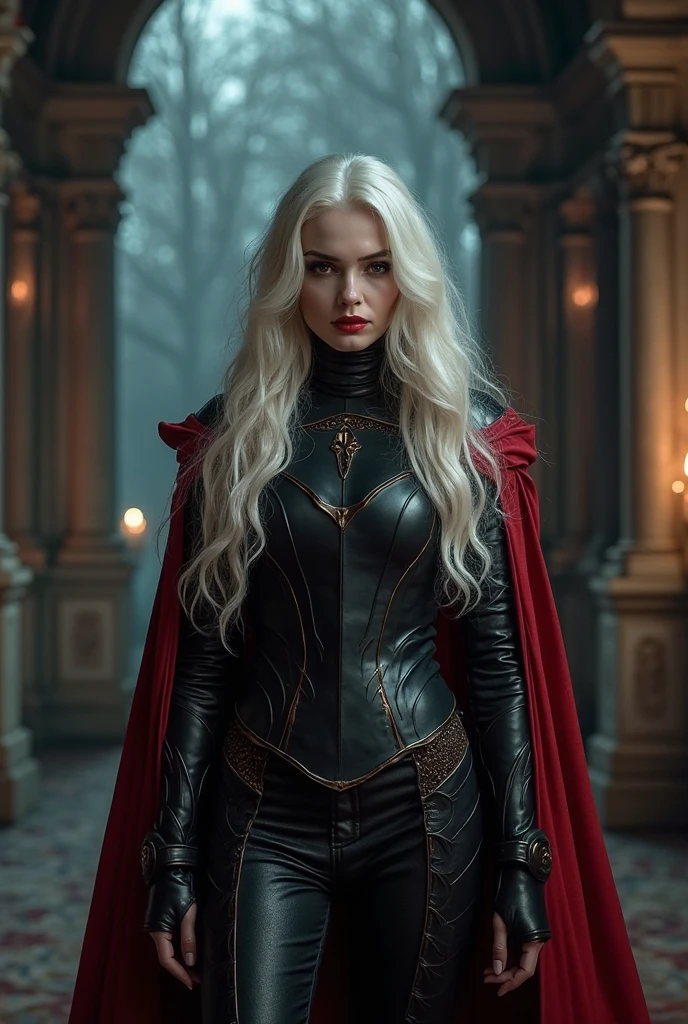 [[victoria beckham]] as Danaerys Targaryen, red, on the throne, black dress, dragon throne room, powerful