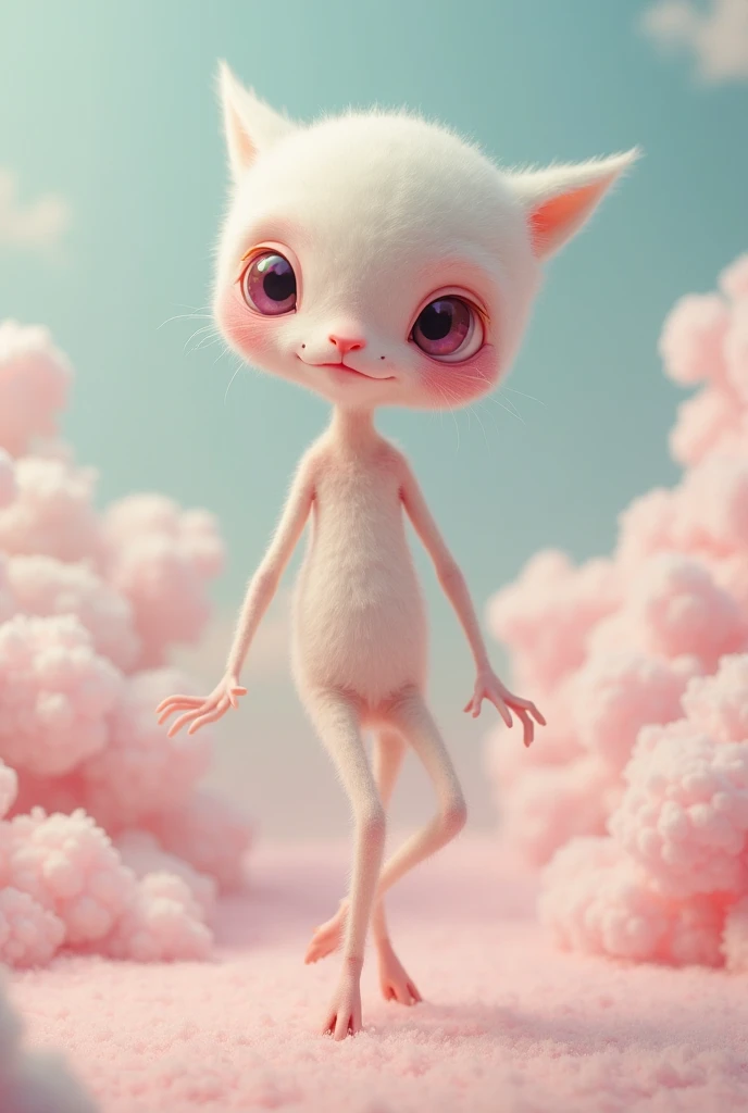 Personnage inspiré d'un ruban avec de l'agenda clair sur sont corps de ruban une tête avec une langue de serpentin des main en forme de ruban rose une tête avec des yeux rose poupre des jambes en forme de longue ruban est des pied rose un ruban agenda sur sa tête est des cheveux en forme de ruban sur sa tête de ruban et qui fait 1 mètres 65