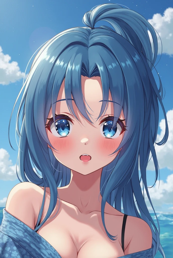 High resolution,topless、
One beautiful young woman,Light blue hair、ponytail、
(Soft Saturation:1.3), (Fair skin:1.2),
(ultra-Detailed Background, Detailed Background), Bokeh,
break'Portrait of a smiling girl.,
When viewed from the front, The composition is symmetrical,
Looking straight at you with serious eyes,
break Swimwear, White Bikini, Center of chest,
Outdoor, Sea surface, null, sunlight,Summer beach, Sandy Beach,
Strong light, Front lighting,
(Teen:1.3), (Cowboy Shot:1.2),
Front brake angle,
View your viewers,
Dynamic pose,
sitting on the beach
Seaweed、Seaweed、Seaweed、Seaweed、Seaweed、Seaweed、Seaweed、