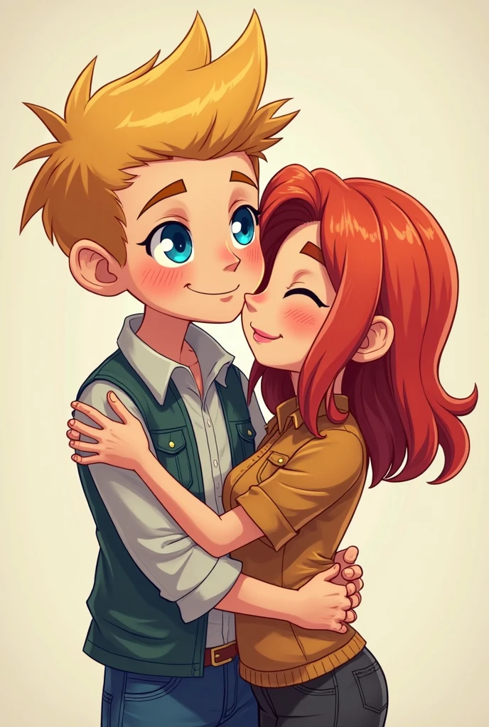 Happy man and woman couple with beautiful smile Cartoon style digital illustration white background 