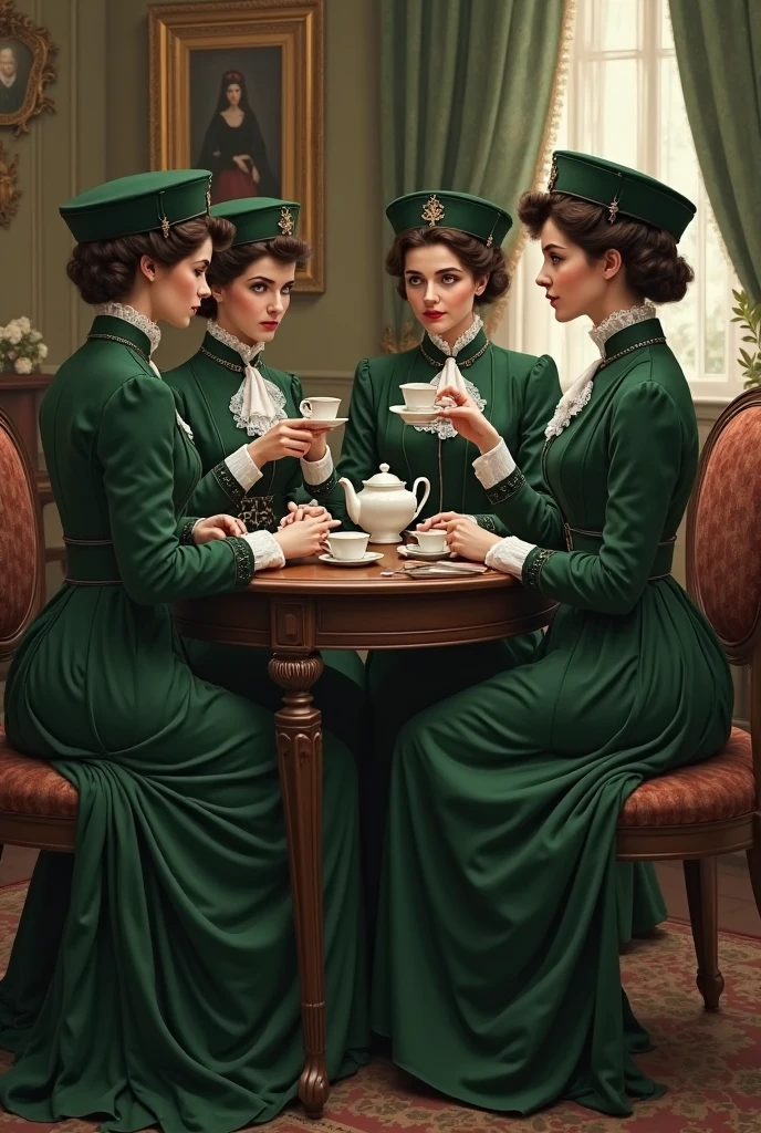 1boy handsome,three girls with proper clothed formal , doctors discussion in table