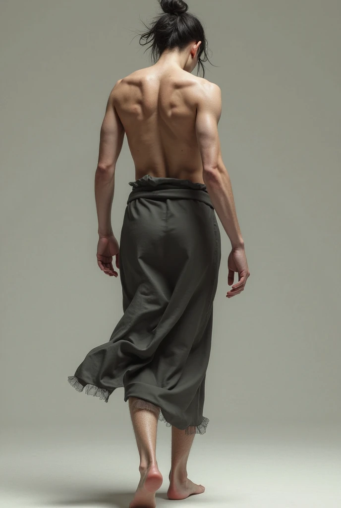 Man with black pleated skirt