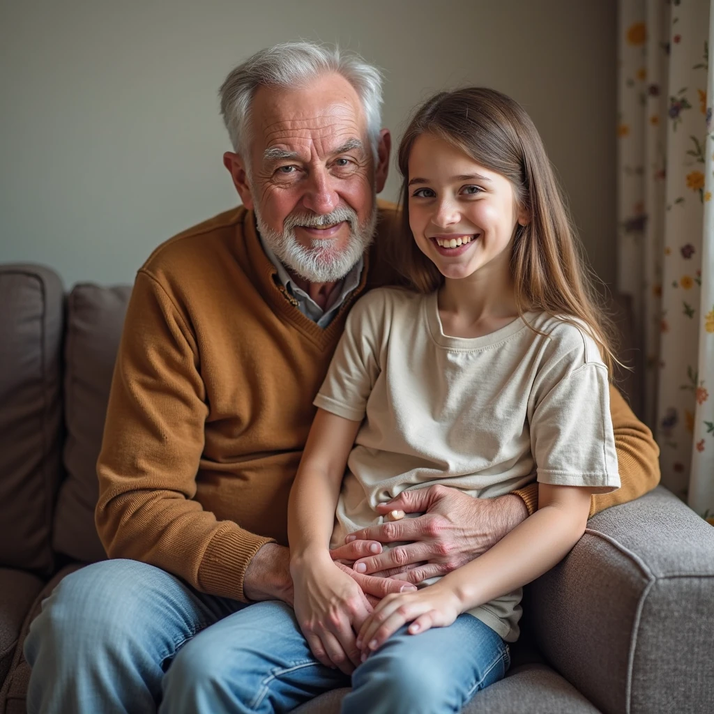 s)
Create a image of a eleven years old, blonde hair, skinny and cute girl wearing pink pantie and pink top and midle thighs socks sitting on a old man’s e lap. with a lot of toys by Their side