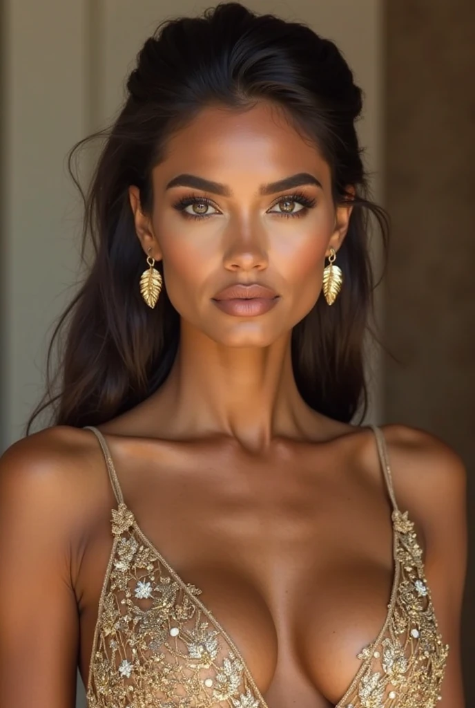best quality, Hohe Detailgenauigkeit, (detailliertes Gesicht), Detaillierte Augen,((best quality, Meisterwerk)), ((2 caramel-skinned African girls)), jumpsuit, (Arme an der Seite:1.2), Leiste,large hip bones, Pferdeschwanz, schwarzes Haar, (((Unterbrust))), stehend, drinnen, seitlich ausgerichtet, Creatively posing for a photo