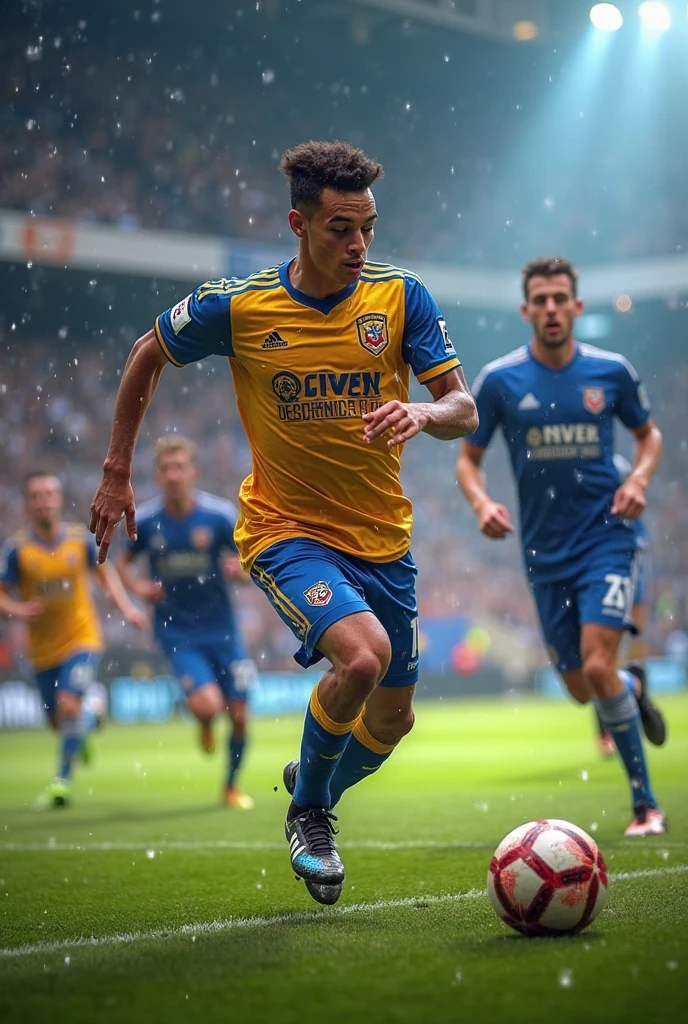 Footballer kicking ball