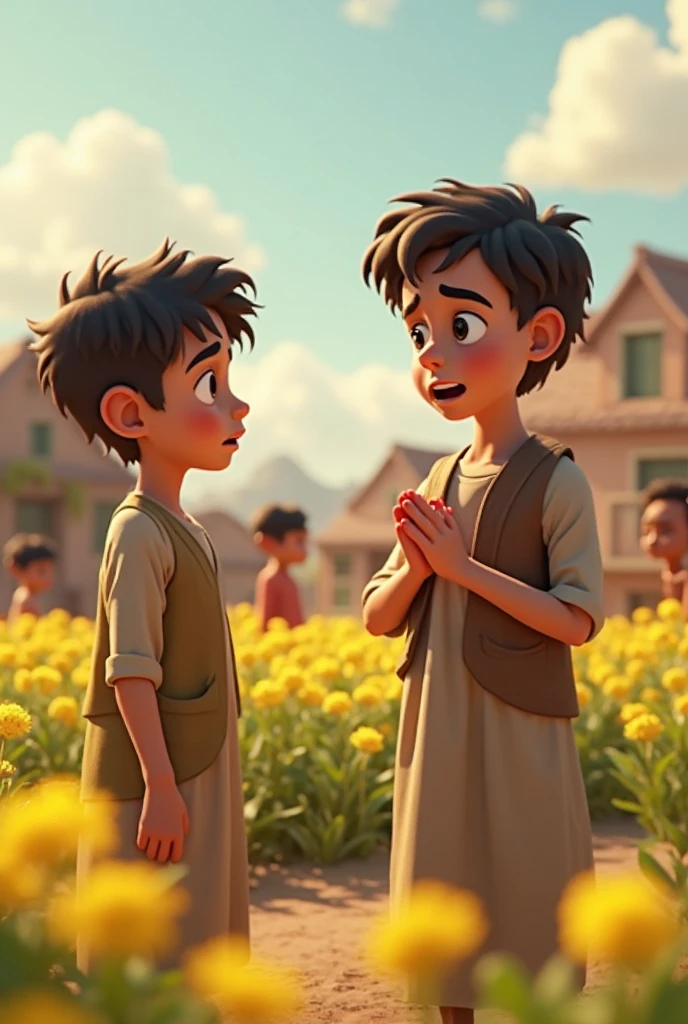 A 3D movie poster in Disney-Pixar style of Jesus as a ??? his friend was crying because he broke his ankle