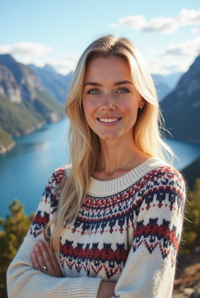 sous les seins, femme, recadré-fc, sans soutien-gorge, chemise moulante, jupe moulante, cheveux blonds vifs, close-up portrait of beautiful smiling femme, montagne enneigée