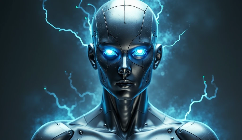 A technological God controls the world with his hands