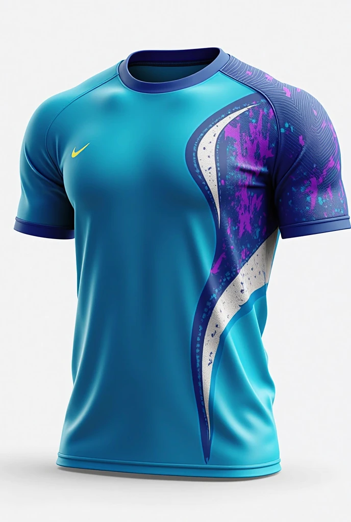 I want to create a royal blue soccer shirt with light blue shading , with a shark fin on the bottom