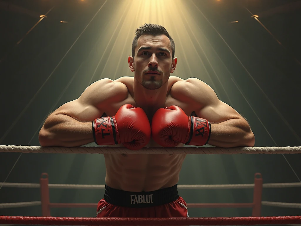 a boxer in the ring taking a left cross to the face , catch contour of your body with light long exposure photography，In motion blur, written the word "Rise Again" in the boxing ring very focused, But I have an amazing figure, although blurry, Attract attention. one shot, Three Shot. , The message I want to convey is that dreams exist. , The Ewstrilo phenomenon is real , 48k cinematic compositing made in Photoshop with richer shadows. Use the rule of thirds, Use colors that evoke nostalgia and hope. cinematic, camera framing right on the face of the person who took the punch, she has a black eye